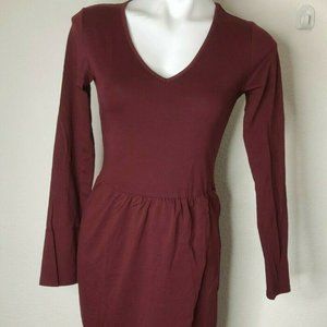 II ININ Women's V-Neck Long Sleeve Elastic Dress